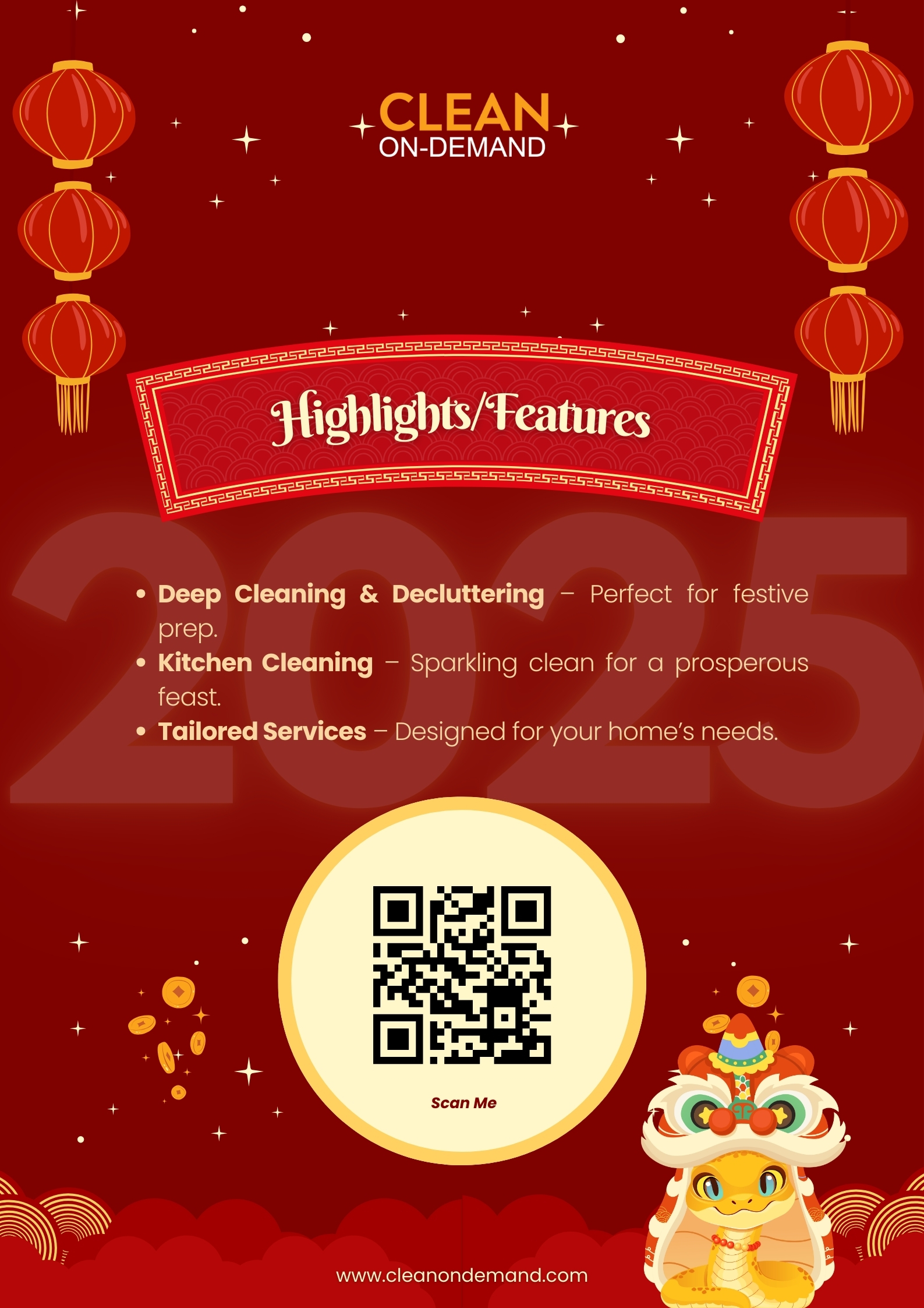 Clean On Demand Chinese New Year cleaning services poster