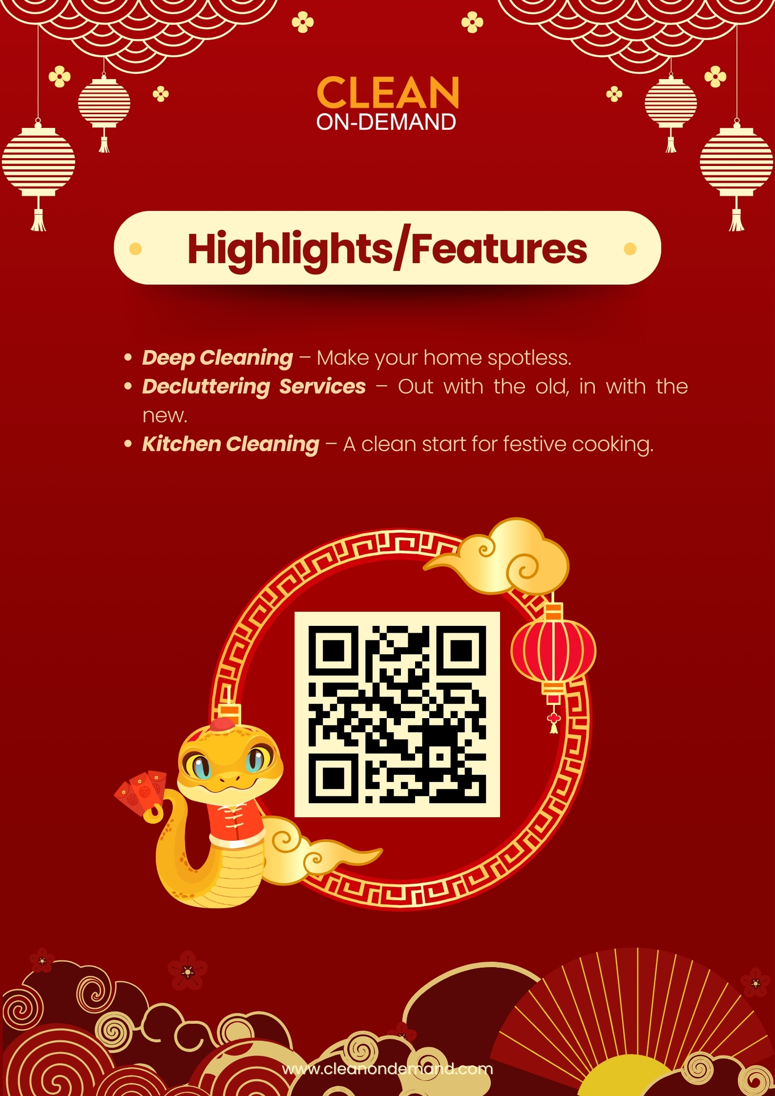 Clean On Demand Chinese New Year cleaning services poster
